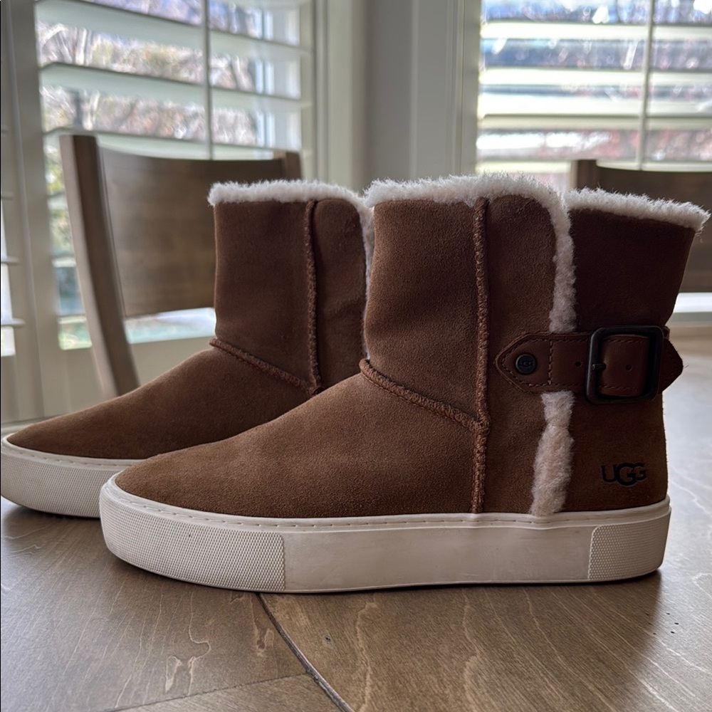 UGG Chestnut Suede Ankle Boots with Shearling